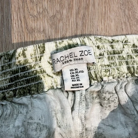 Rachel Zoe Tropical Jungle Print Cropped Breezy 100% Linen Pants XL - Picture 3 of 3